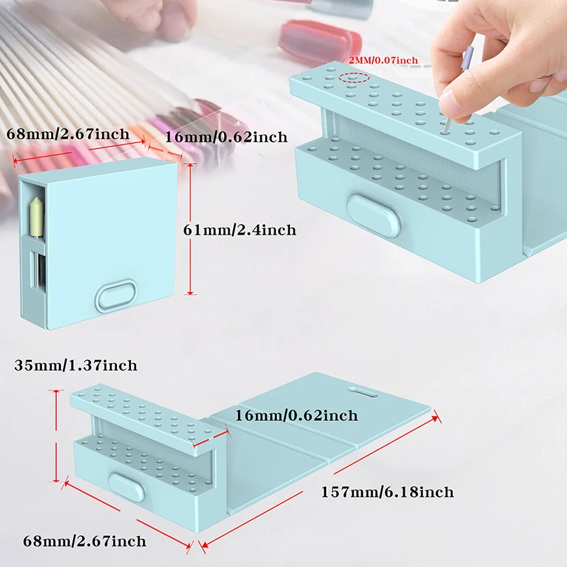 เจาะเล็บ Bits กล่องเก็บบดภาษาโปลิชคําหัวผู้ถือ Bit เจาะเล็บ Bit Organizer ขาตั้งเล็บกล่องเก็บ