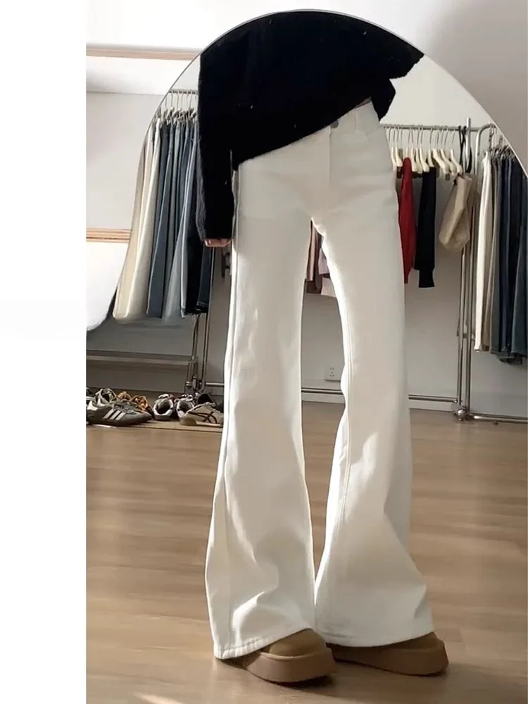 High Waist Bell Bot Jeans Women's Autumn New plus Size Comfortable Loose Fit Cotton Stretch Denim Bootcut Pants