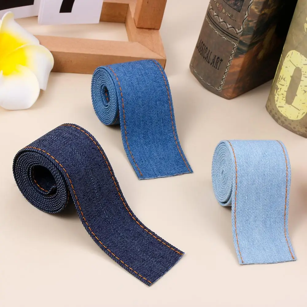 Double-sided Jumper Denim Ribbon Jeans Fabric Tape Bow Cap Clothing Decorations Sewing DIY Crafts Hairclip Accessories