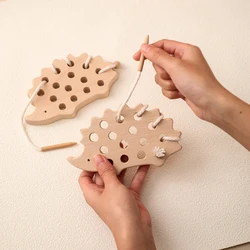Educational Toys For Baby Animal Wooden Hedgehog Threading Board Fingers Flexible Training Montessori Game Baby Accessories Gift