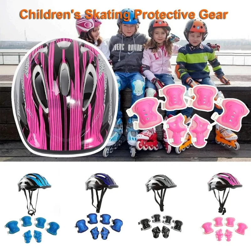 

7Pcs/Set Kids Knee Pads and Elbow Pads Guards Protective Gear Set Safety Gear for Roller Skates Cycling Bike Skateboard Sports