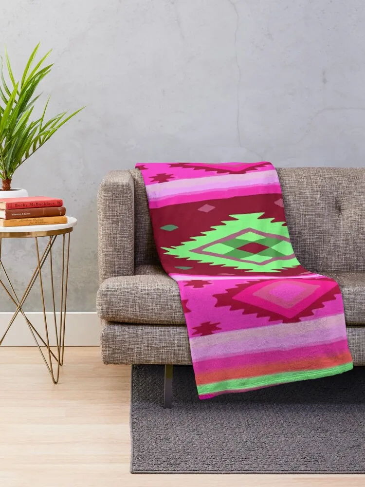 Hot pink southwest flair dopamine dressing maximalist folk art boho chic decor Throw Blanket Thins Blankets