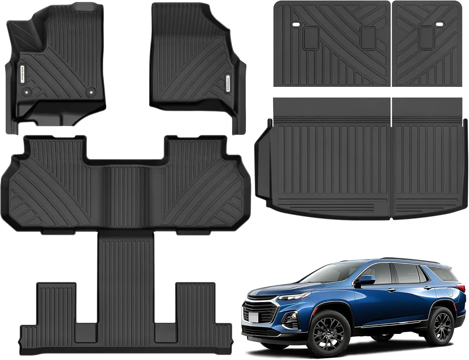 

All-Weather Floor Mats & Cargo Liners for 7-Seat SUVs (2024-2026), TPE Material, Backrest Included, Custom Fit