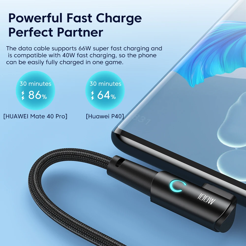 100W/60W USB Type C To Type C Cable Fast Charging 90 ° Elbow Type C To Type C Data Cable For Huawei Xiaomi Samsung USB C Cable