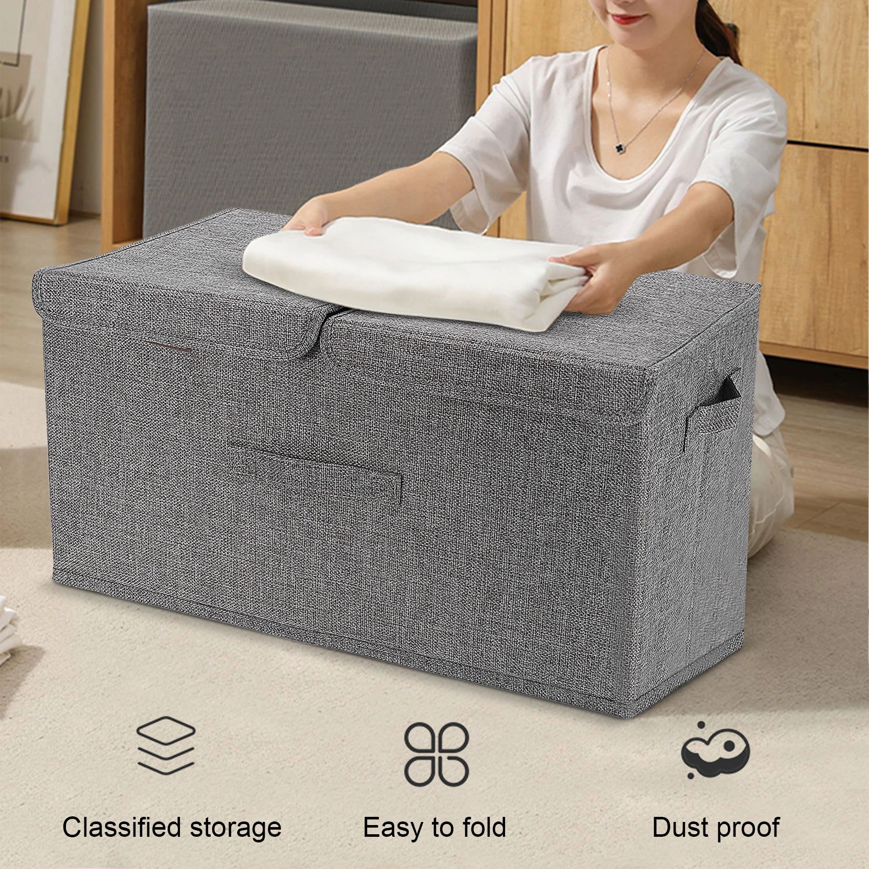 

Storage Box,Collapsible Fabric Storage Box with Lid,Organizer