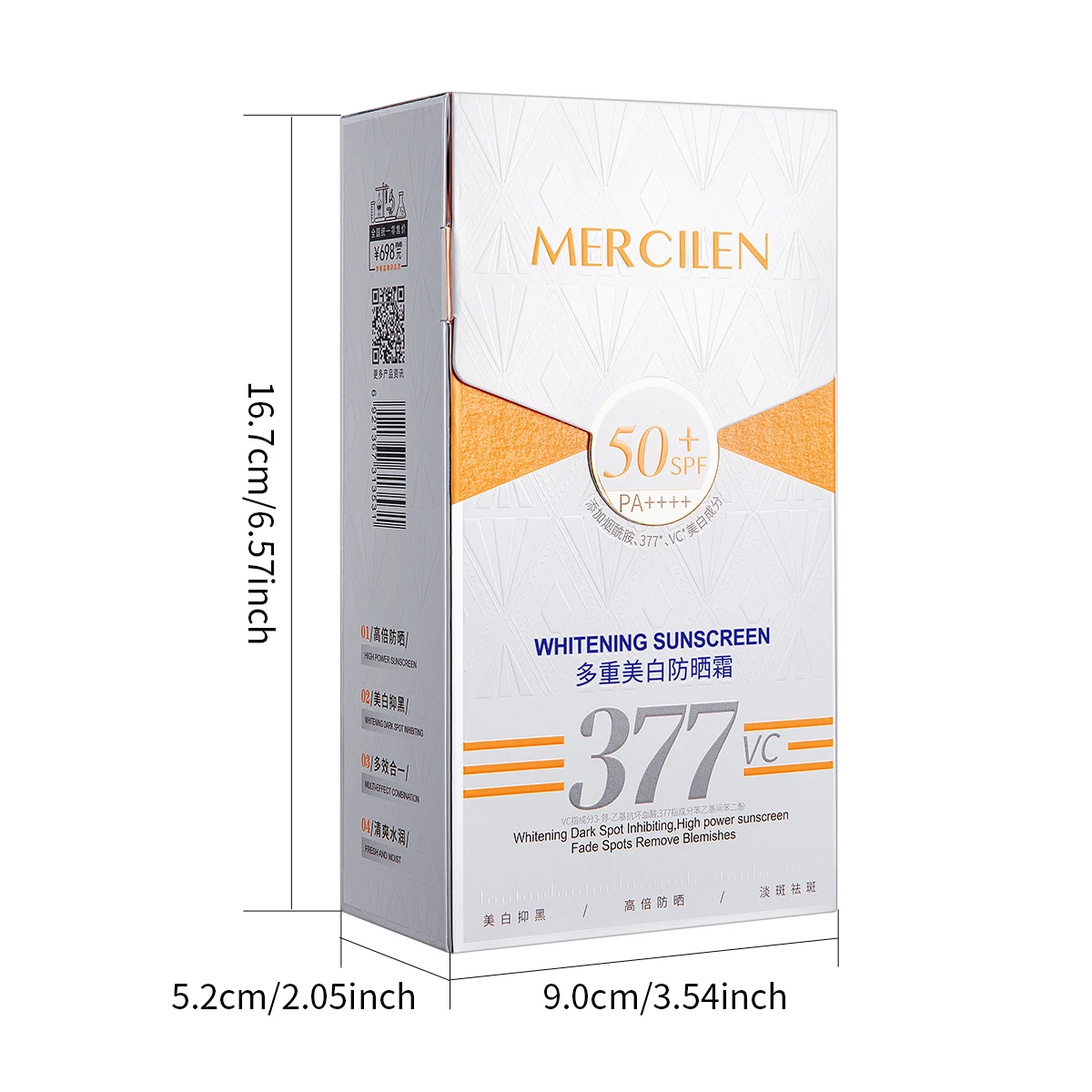 Mercilen Sunscreen 30g, Spf50+/Pa+++ High Protection, Lightweight Oil-Free Texture, Fast Absorption, Waterproof and Sweat-Resistant, Suitable for Summer Outdoor Activities, Beaches, Face and Body, Suitable for Both Men and Women