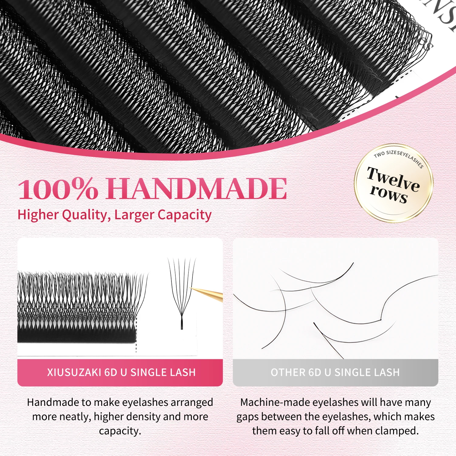 XIUSUZAKI U 6D W Wimpers Extensions Mat Zwart U-vormige 6DW Wimpers Extensions U Wimpers Premade Volume Fans Valse Wimpers