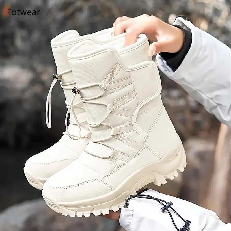 Winter Men Boots Warm Plush Long Boots Big Sie Waterproof Outdoor Sneakers High Top Non-slip Snow Botas Hombre Fur Leisure Shoes