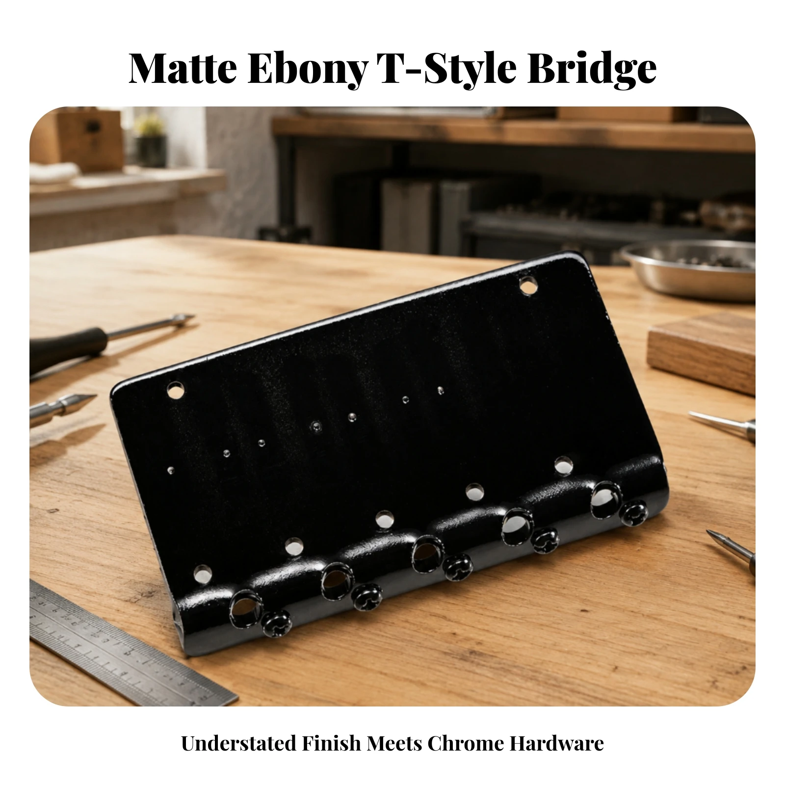 Metal Guitar Bridge Adjustable Guitar Bridge with Saddles Saddle Low-Profile for Guitarists, Custom Builds