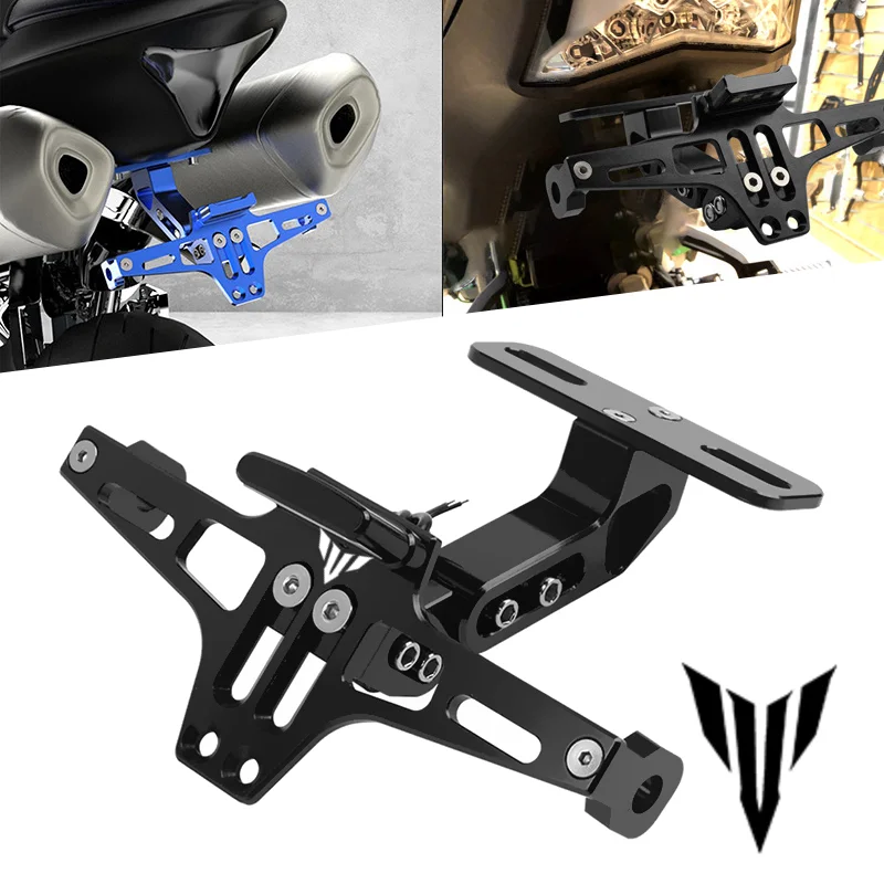 For YAMAHA MT01 MT07 MT10 MT 07 10 Motorcycle Adjustable Rear Tail Tidy License Plate Holder Bracket LED Light Accessories