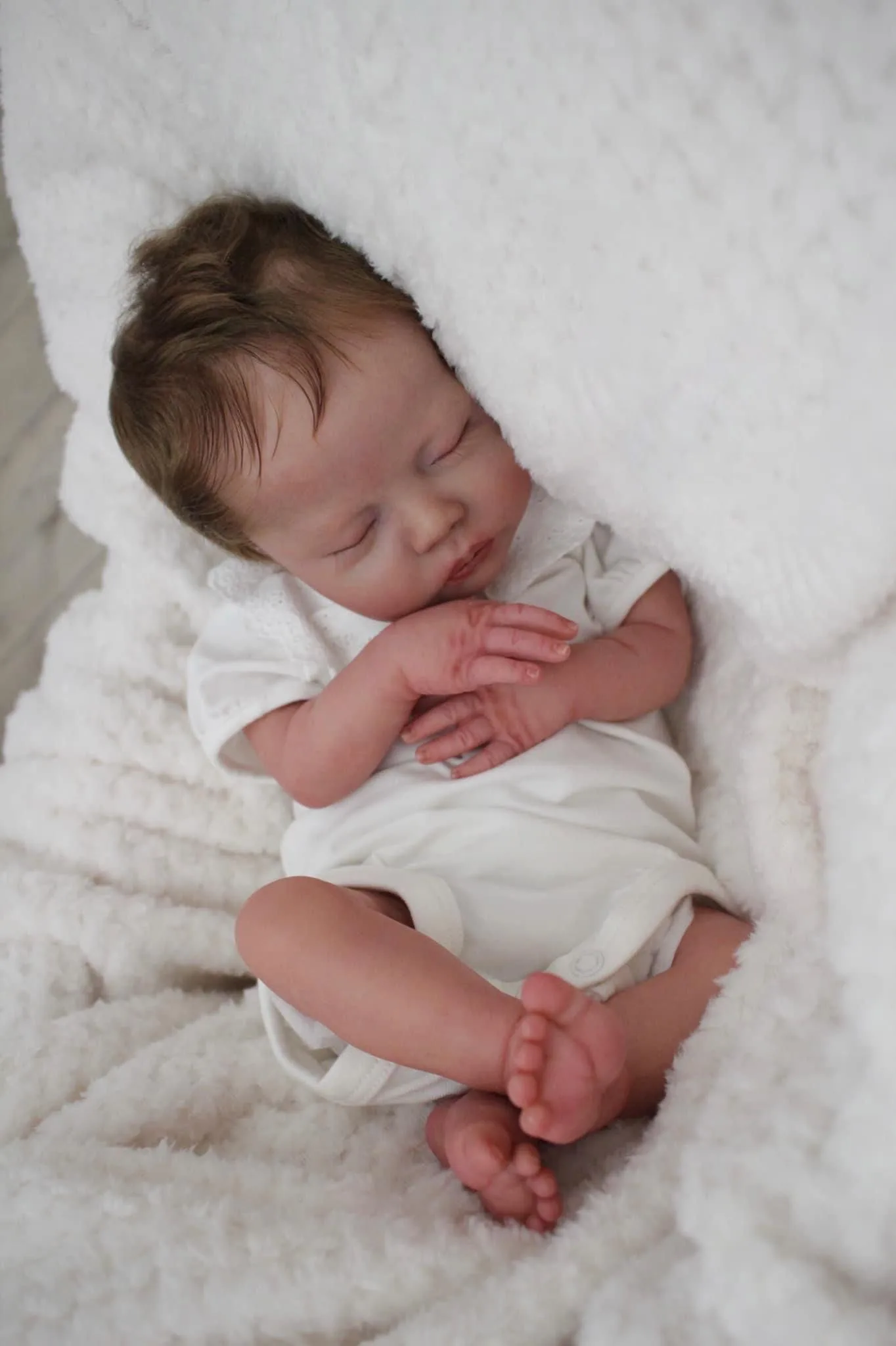NPK 18 Zoll Neugeborene Babypuppe Reborn Deliah Weicher Kuschelkörper Lebensechte 3D-Haut mit sichtbaren Adern Hochwertige handgefertigte Puppe