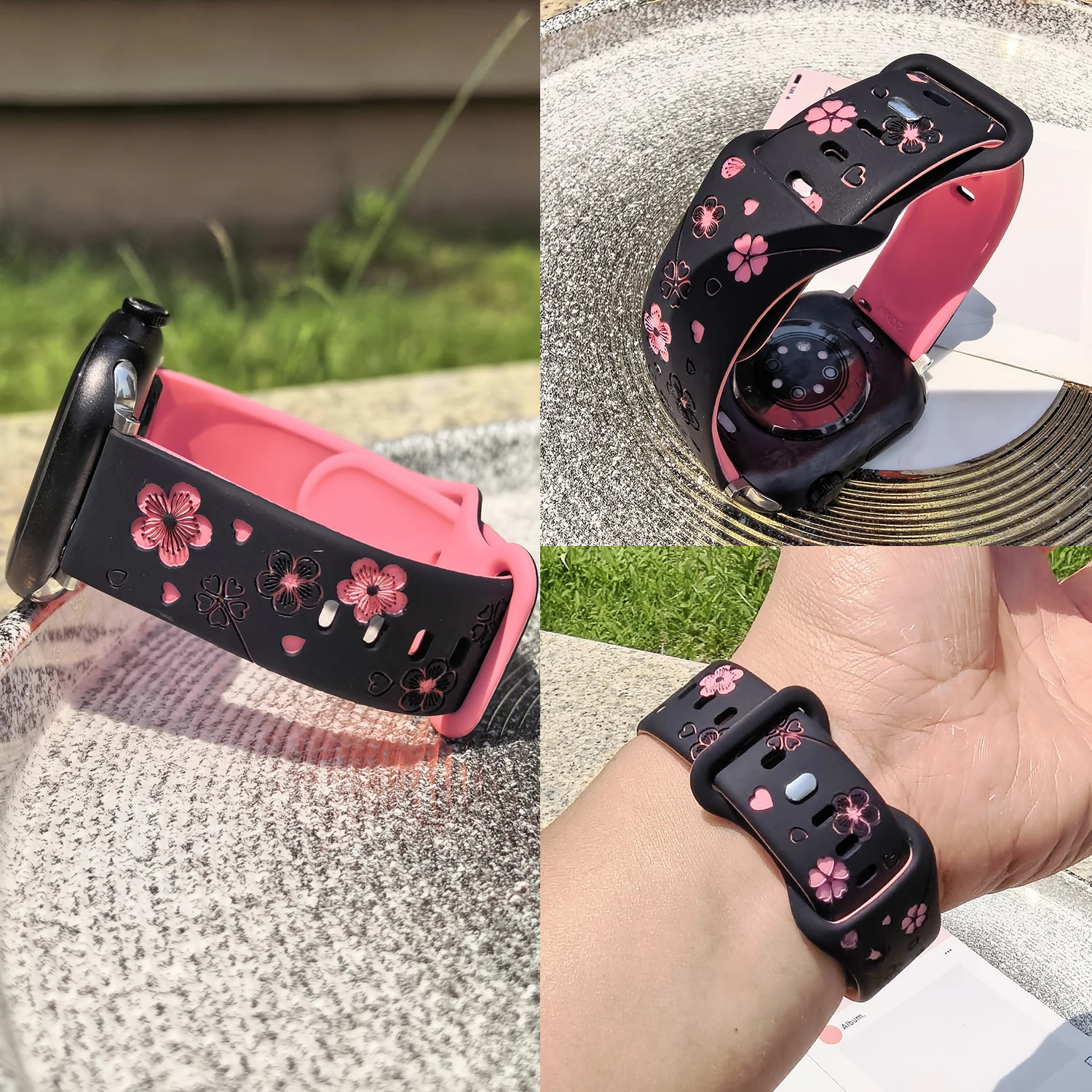 Pink Contrasting Universal 20mm Silicone Strap for Huawei Fit3/4/5 4/5Pro Sports Watch Replacement Band Model