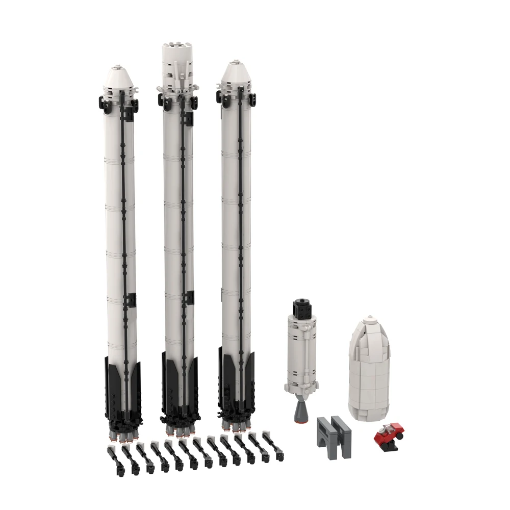 MOC-75766 SpaceXS Falcon Heavy Rocket Saturn V Scale Spaceship Building Blocks Set Idea Assemble Bricks Toys Boy Birthday Gift
