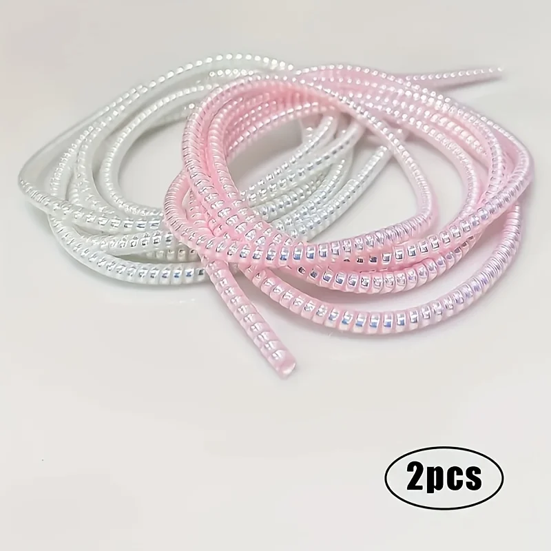 2pcs White Pink Elastic Charging Cable Protector Flexible Data Cable Wrapper Sleeve Anti Break Anti Fray Cord Saver Accessory