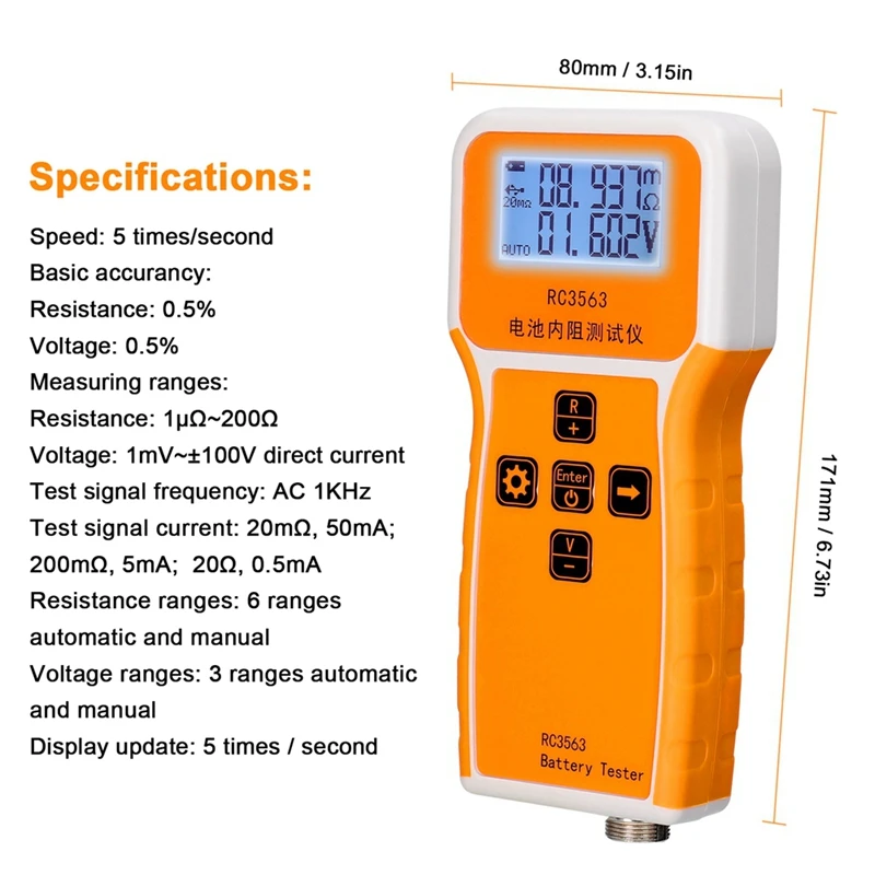 ABVJ-RC3563 Battery Voltage Internal Resistance Tester Trithium Lithium Iron Phosphate 18650 Battery Tester