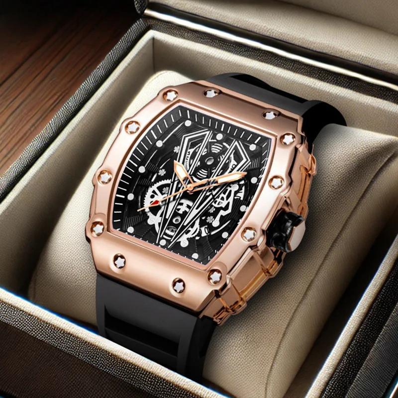 

Стильные мужские модные спортивные кварцевые часы с крутым, модным и уникальным силиконовым ремешком со звездами.