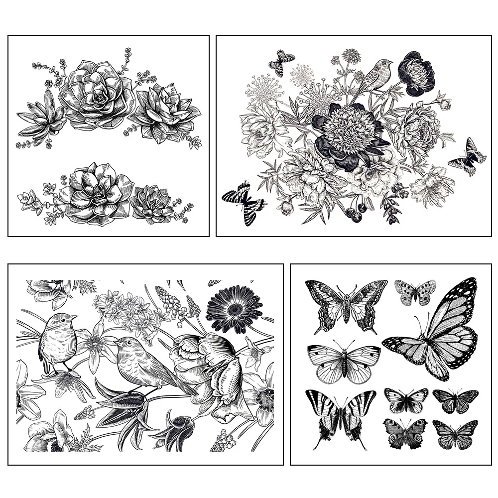 Flowers  Birds Butterflies Clear Stamps Mold For DIY Scrapbooking Cards Making Decorate Crafts New Silicone Scrapbook