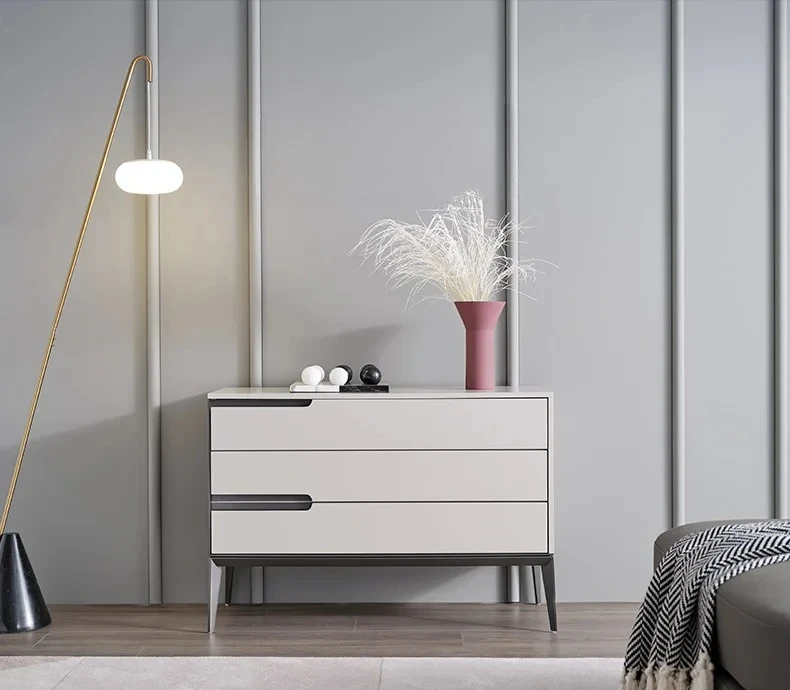 light luxury solid wood three-bucket cabinet, modern simple villa dining room side cabinet
