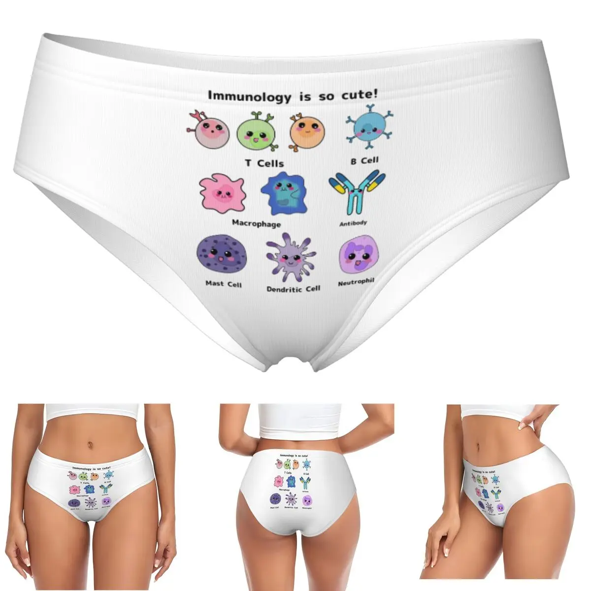 Custom Immunology Is So Cute Version 2 Panties Briefs Women's Comfort Briefs Underwear Breathable Female Underpants