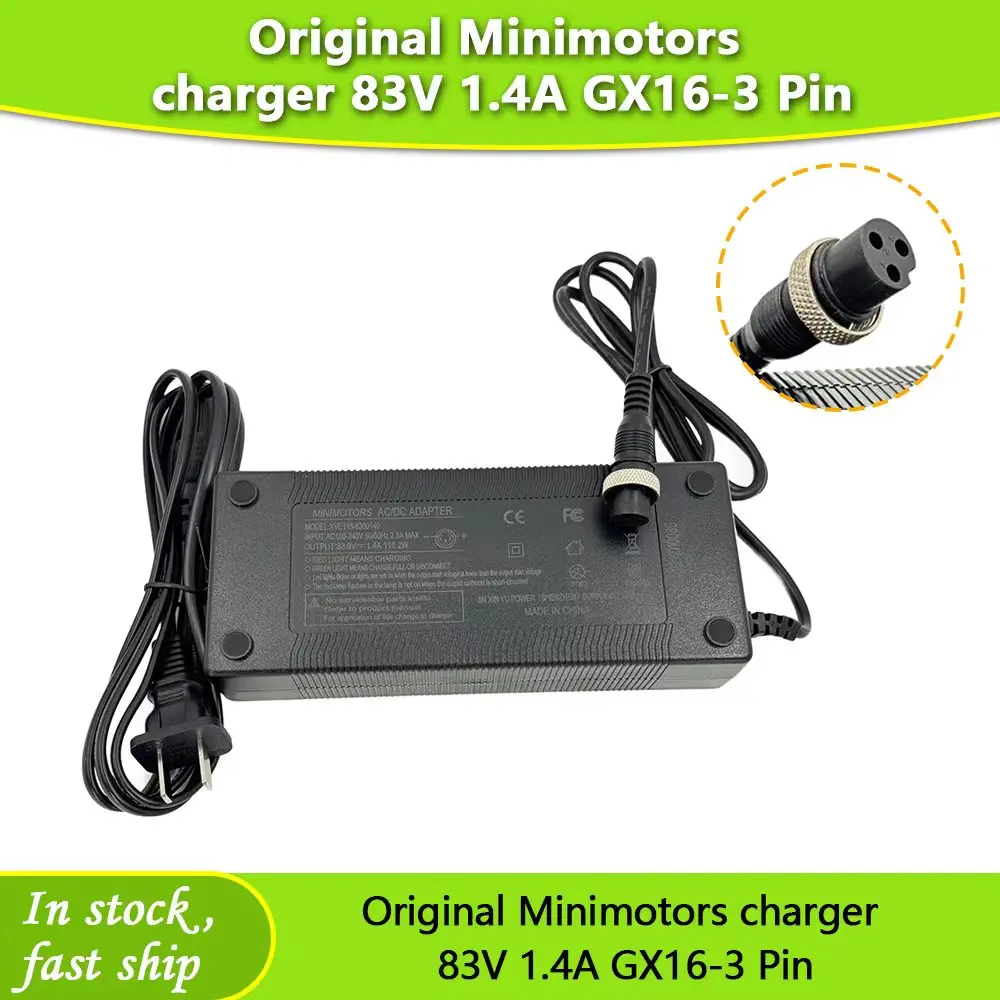 

Original Minimotors Charger 83V 1.4A GX16-3 Pin Connector Standard Charger For 72V Battery Adapter Accessory