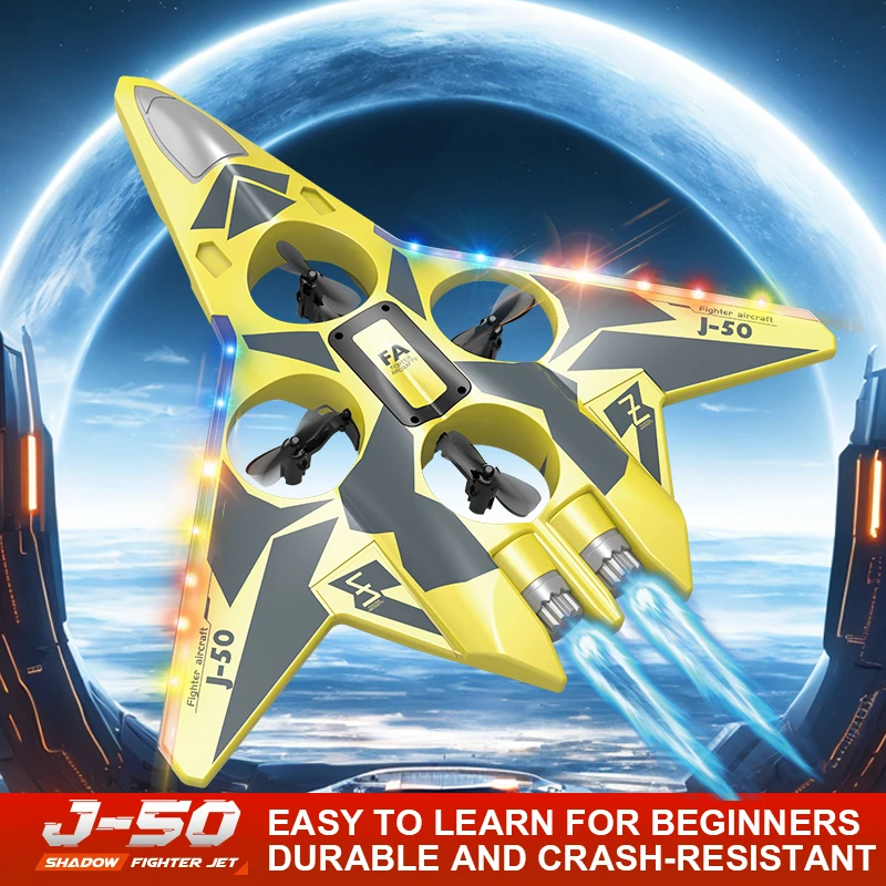 2.4g relógio controle sombra lutador jato 4 motores elétrico espuma planador avião com 3d dublê rolo rc aeronave brinquedo