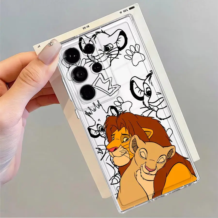 Custodia per telefono per Samsung Galaxy S23 Ultra S25 Edge S22 FE Nota 20 Ultra 10 S24 S20 Plus S21 Cover trasparente Disney Il Re Leone