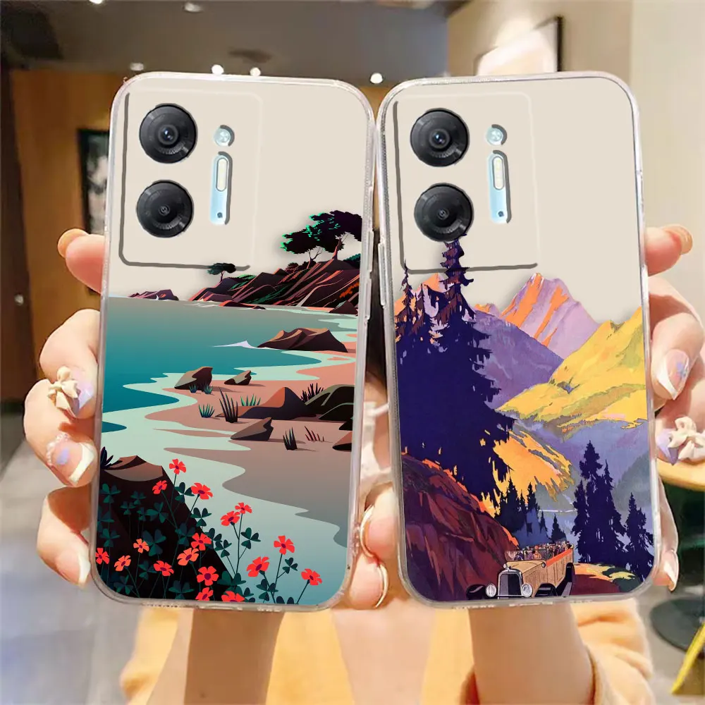 Clear Case For Infinix HOT 9 10 11 12 12i 20 20s 30 30i POVA 3 4 PRO PLAY Case Shell Lovely Hand Painted Spring Scenery Pattern