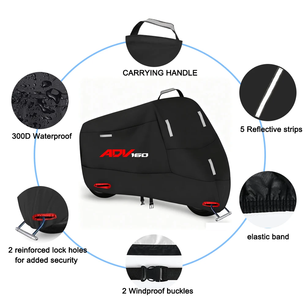 Motorcycle Cover 300D Oxford Waterproof Outdoor Indoor Protective Snow Dust UV Protection for ADV 160 ADV160 adv160
