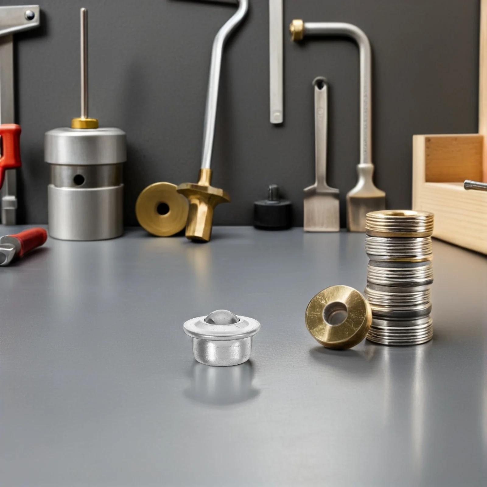 

8Pcs Stainless Steel Ball Transfer Bearings Flat Base Universal Rollers Heavy-Duty Industrial Ball Bearing Replacement