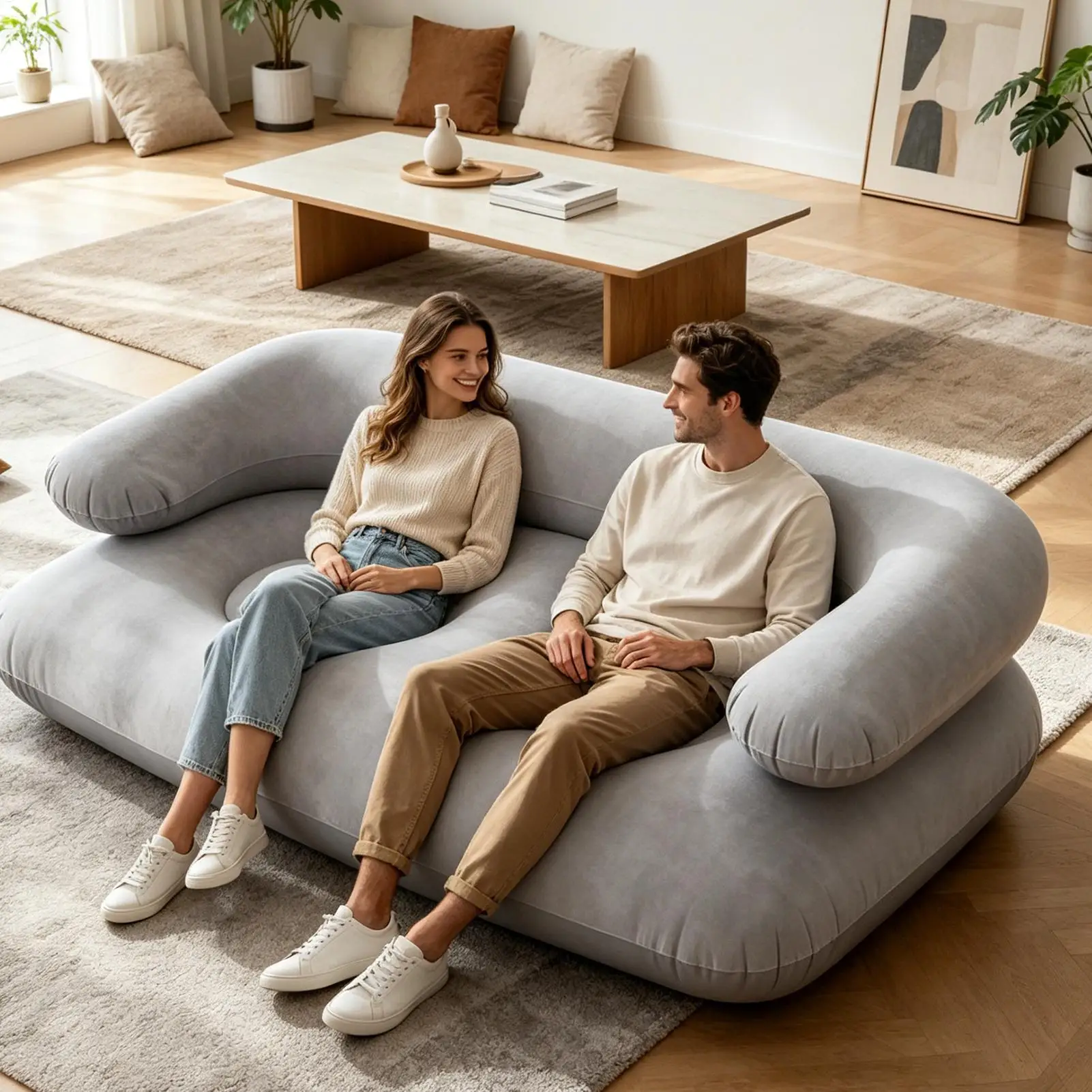 Inflatable Couch 2-Seat Waterproof Chair with Armrest Camping Sofa for Living Room Travel Picnic Backyard Beach Patio Indoor