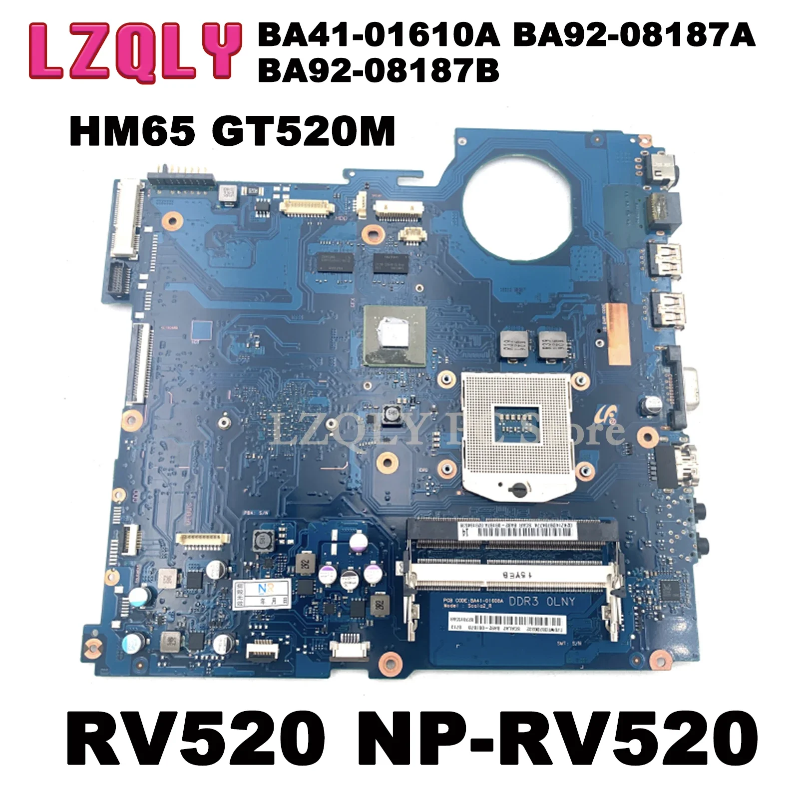 

LZQLY For Samsung RV520 NP-RV520 BA41-01610A BA92-08187A BA92-08187B Laptop Motherboard HM65 GT520M 512MB GPU Main Board