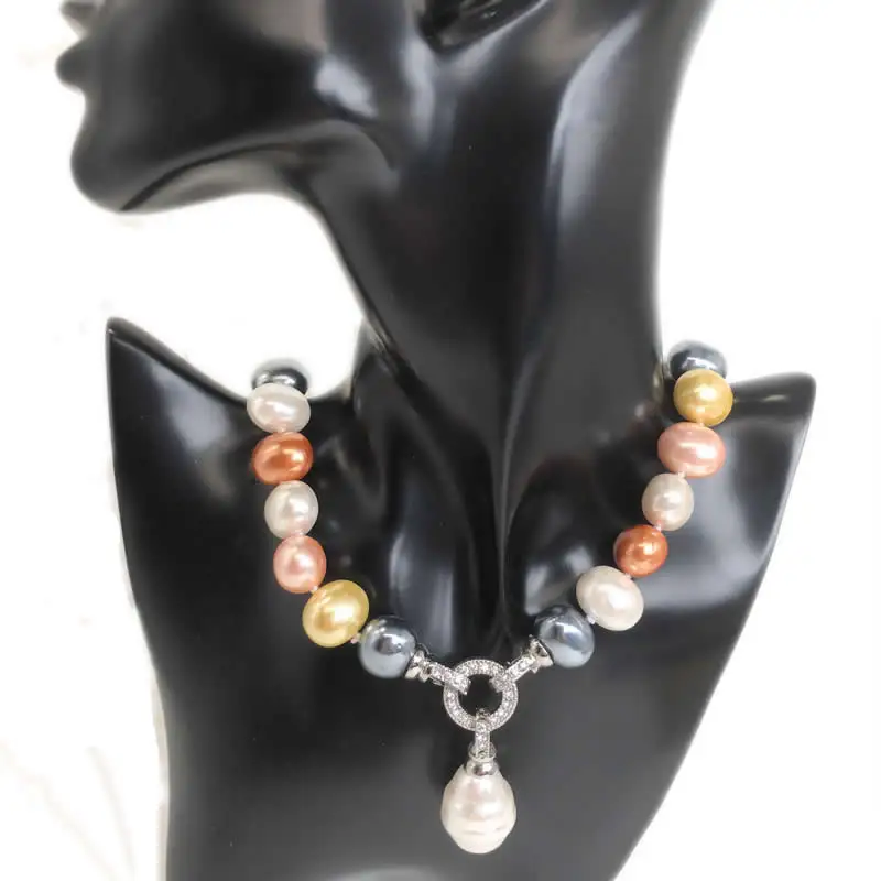 Multiple Colors Elegant Classic Jewelry 12-15mm Large Shell Pearl Necklace for Women 42-45CM Length Sweater Chain
