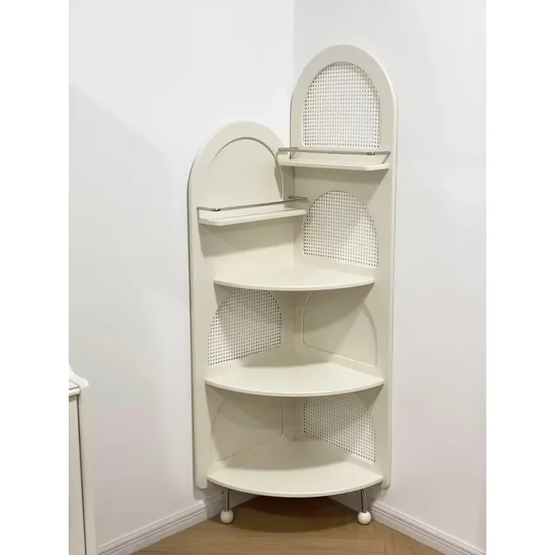 Solid Wood Corner Shelf Handmade Storage Rack Eco Friendly Baking Paint Finish Household Organizer for Living Room Space
