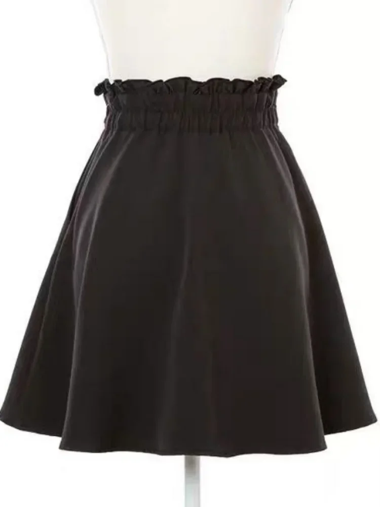 

2025 Y2k Эстетический стиль Харадзюку Милая девушка с высокой талией Мини-бандажная юбка Тонкая женская однотонная уличная одежда в готическом стиле Jk Saia Feminina