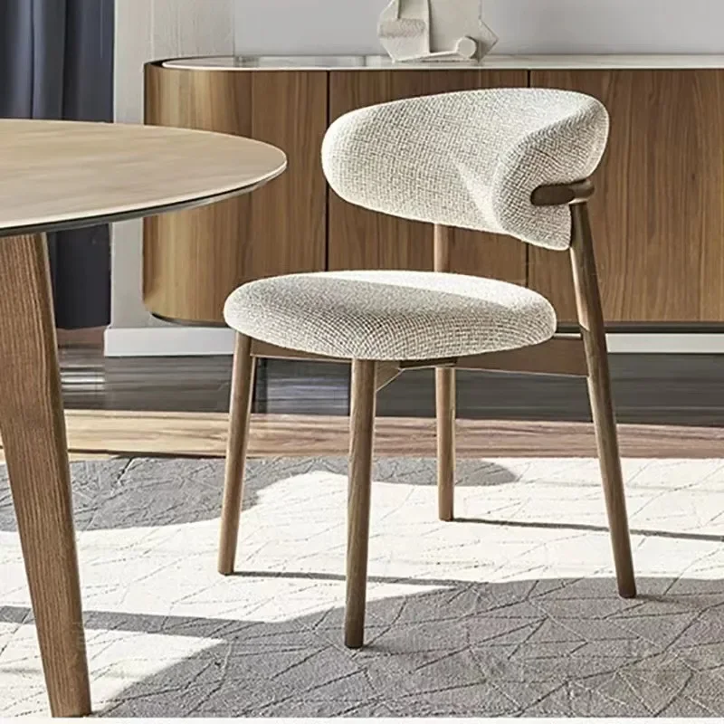 

Nordic solid wood dining chairs, modern minimalist and luxurious fabric chairs, hotel backchairs, home dining tables and chairs