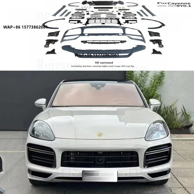 

For Sport Design Body Kits Cayenne 9Y0 2018-2023 GTS Body Kits Bumper 9Y0 SD Front Bumper and Rear Bumper Car Grille