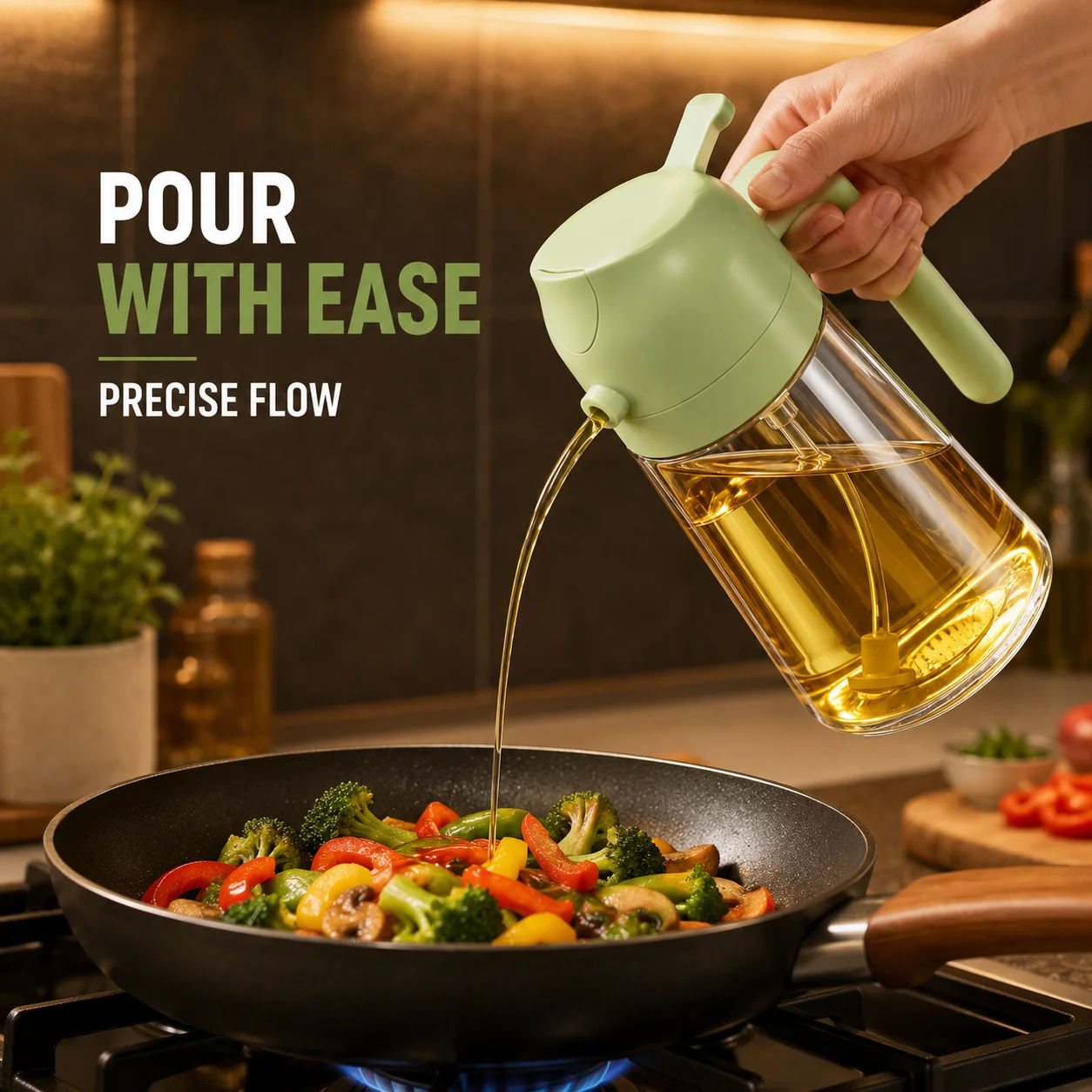 2 in 1 Olive Oil Sprayer Dispenser Bottle Large Capacity Spray Pour Oil Bottle for Kitchen Cooking BBQ Frying Camping view 5