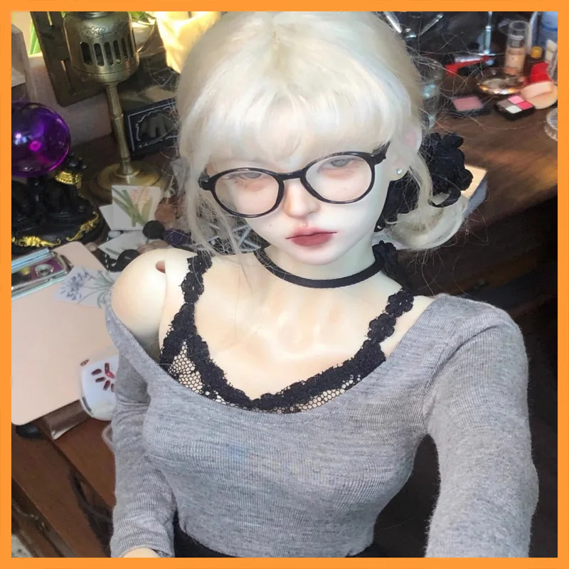 

1/3 1/4 Scale Grey Top Black Sexy Lace Suspender Black Pleated Skirt Set Fit 3points 4points Action Figure Model Dolls