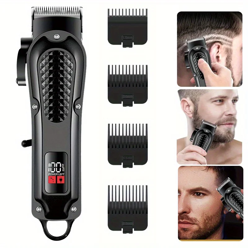 

Men's Hair Clipper Professional Gift Rechargeable LED Screen Lithium Battery Aluminum Alloy Body Precise Trimming Beard Trimmer