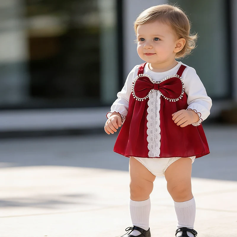 2026 New Spring Infant Baby Girls Jumpsuit Long Sleeved Cotton Splicing Toddler Baby Girl Romper 0-24M Children Clothes
