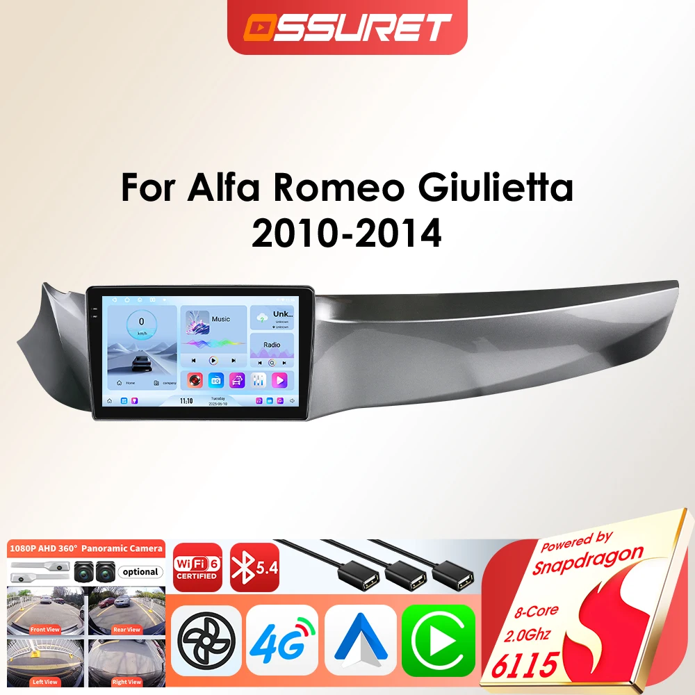 Autoradio Android per Alfa Romeo Giulietta 2010 -2014 Lettore multimediale Android Auto GPS Carplay 6115 Audio per auto intelligente WIFI