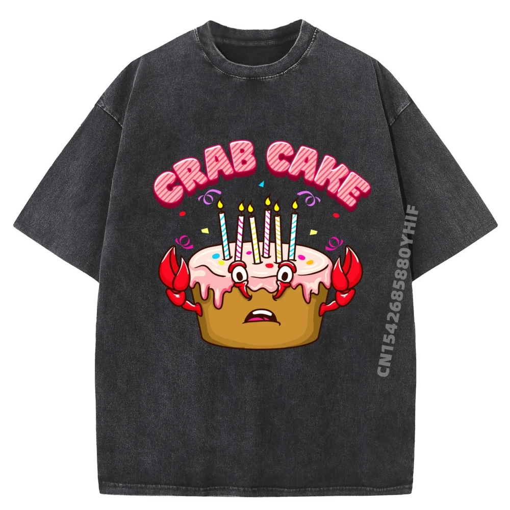 

Pun Crab Cake With Candles Men's T-Shirts Graphic Tees Mens Breathable Washed New In Tops And T-Shirts