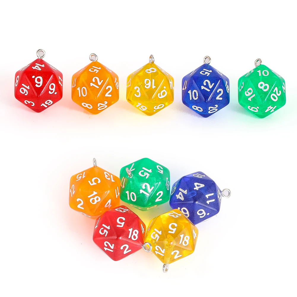 

Acrylic Colorful Transparent Three-dimensional Dice 20-sided Digital Pendant DIY Jewelry Accessories Sieve Keychain Bag Pendant