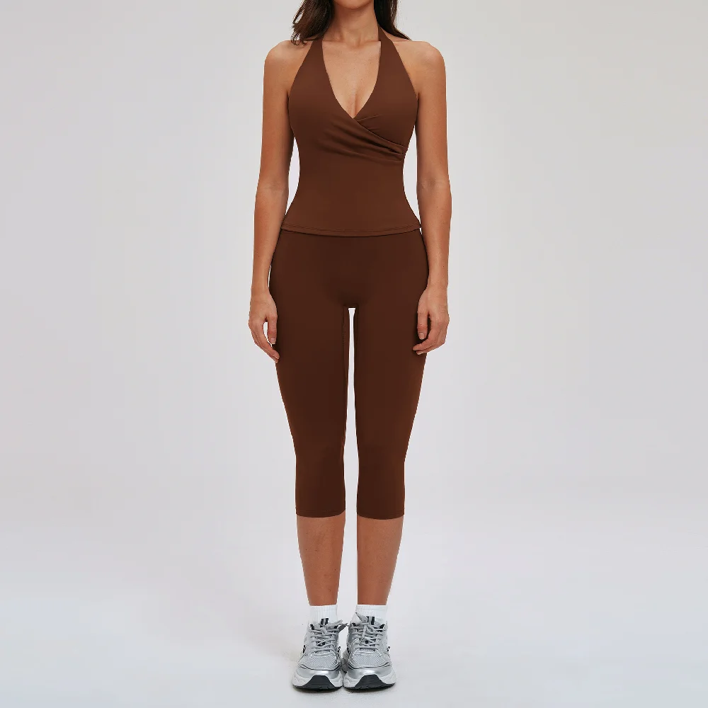 2PCS Yoga Sui Women Fitness Outfits Deep V Sports Bra Running Shockproof Tracksuit Summer Shorts Fitness Gym Clothes Workout Set