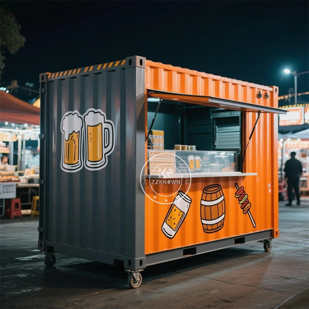 Custom Container Coffee Shop Prefab Coffee Shop Street Restaurant Full Kitchen Outdoor Pizza Fast Food Shop Container Bar
