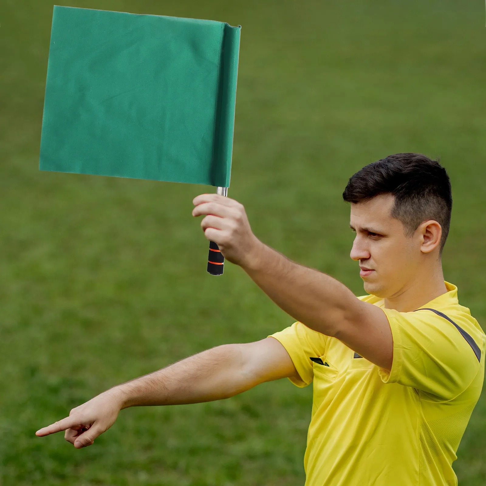 5pcs Referee Flag Set with Stainless Steel Pole & Polyester Pongee Flags for Soccer, Volleyball, Football, Racing