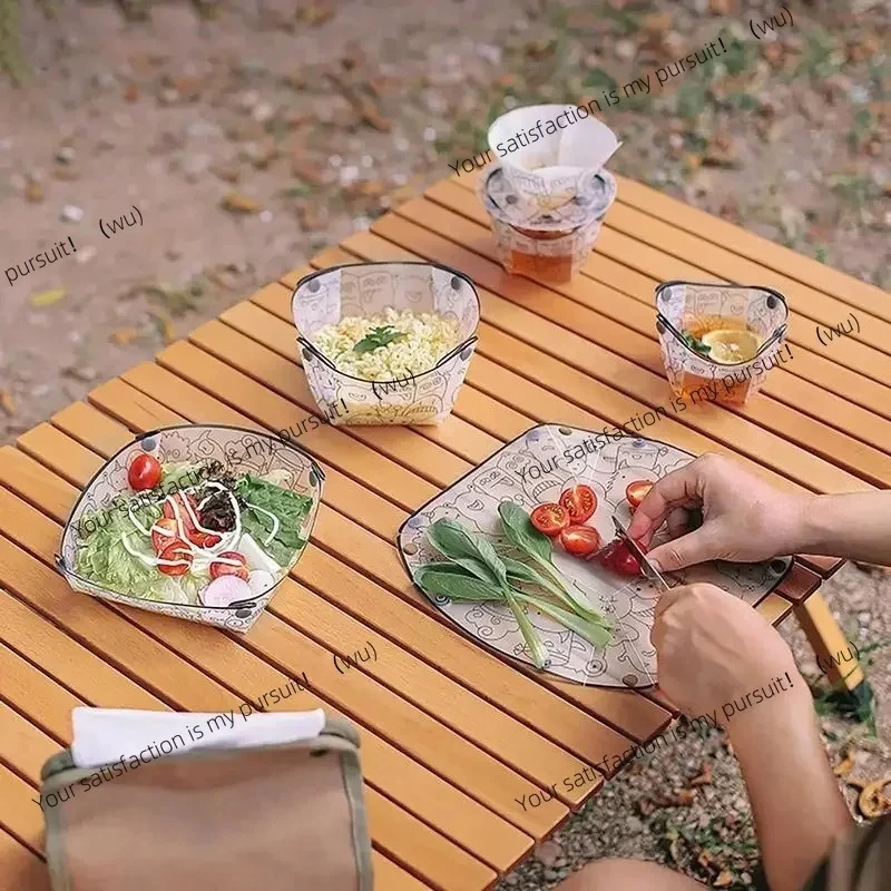 Ultralight Portable Foldable Camping Tableware Outdoor Folding Bowl Plate Cup Filter Travel Chopping Board Food-Grade Tableware