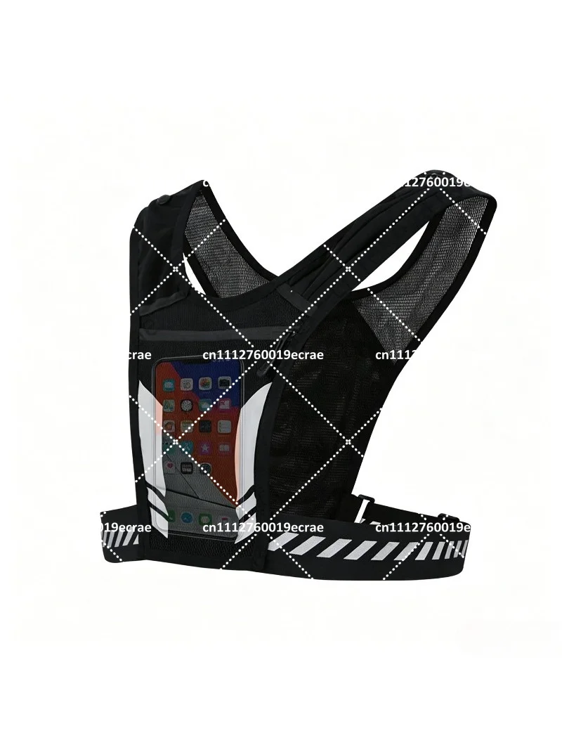 Reflective Running Vest Breathable with Phone Holder Bag for Men Women High Visibility Safety Strip