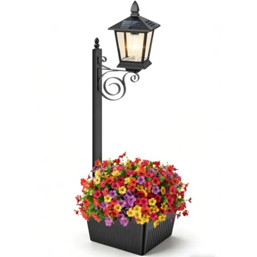 

Уличный светильник-фонарь 2-в-1 с кашпо для цветов, 35 светодиодов, металлический столб, IP65, водонепроницаемый, отдельно стоящий, для декора улицы