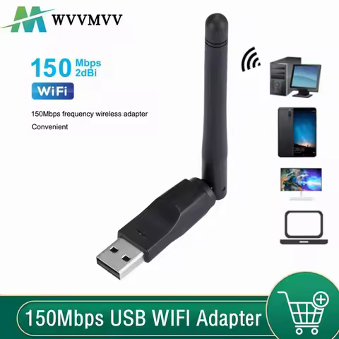 150Mbps WIFI Adapter Wireless Network Card MT7601 USB WiFi Adapter LAN Wi-Fi Receiver Dongle Antenna 802.11 B/g/n for PC Windows